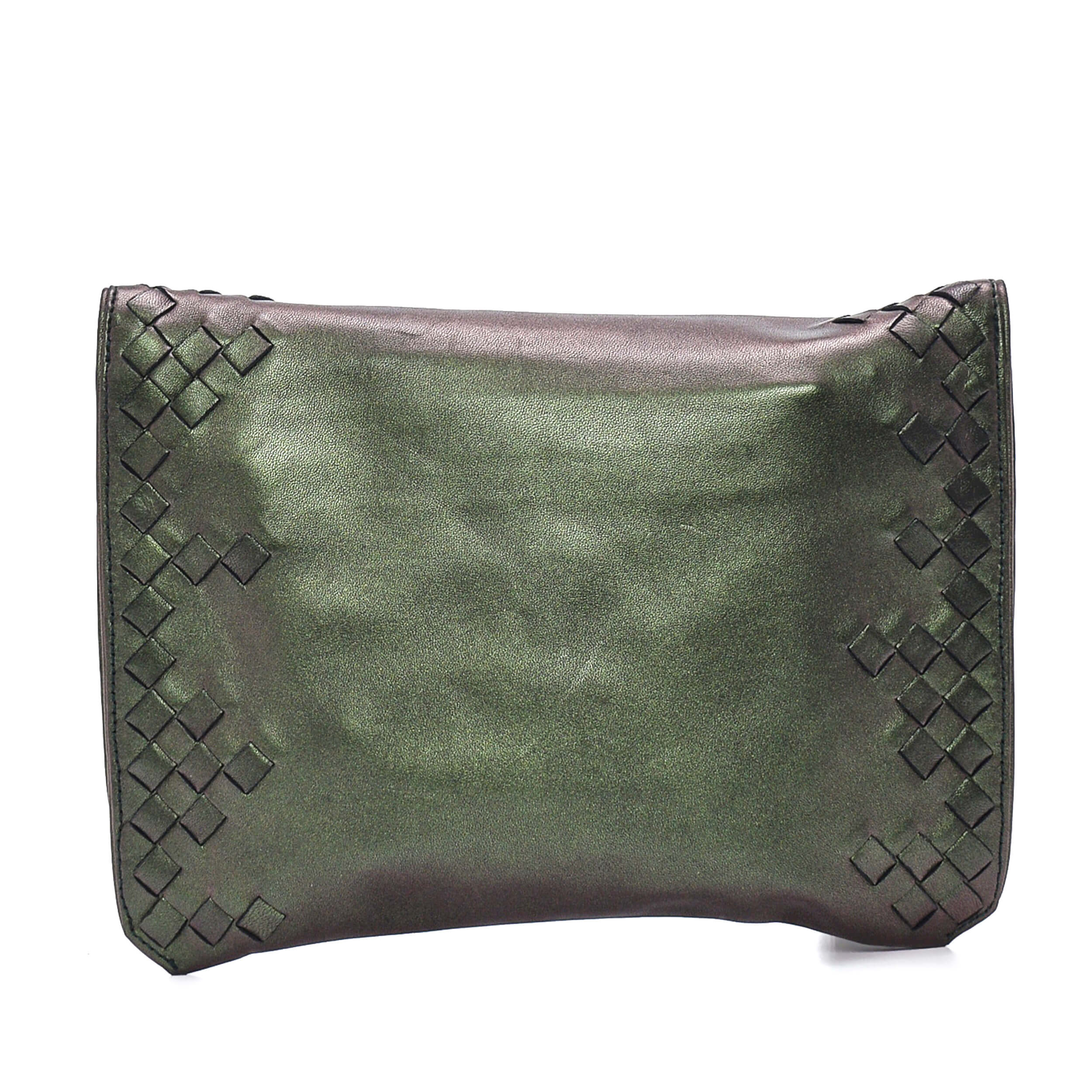 Bottega Veneta - Metallic Green Beetle Clutch Iridescent Clutch